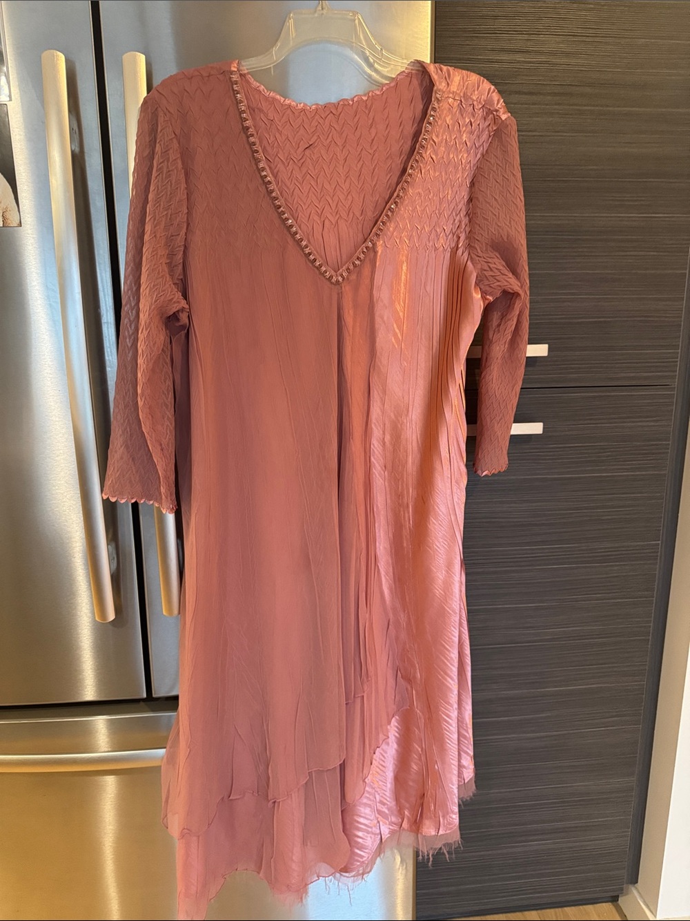 Plus KOMAROV Beaded Charmeuse and Chiffon Dress sz 2x PLUS SIZE